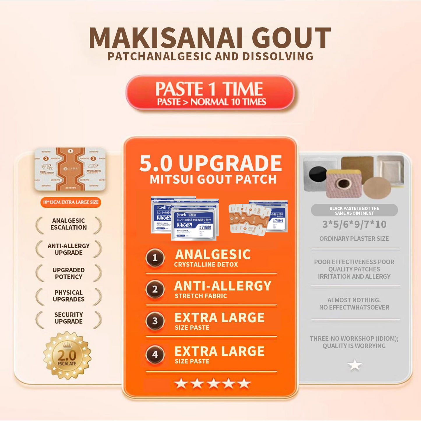 đ„Juxekâą Back Pain Patch Natural Pain Relief Patches for Knee Neck Shoulder and Joint Pain Muscle Soreness Arthritis Relief