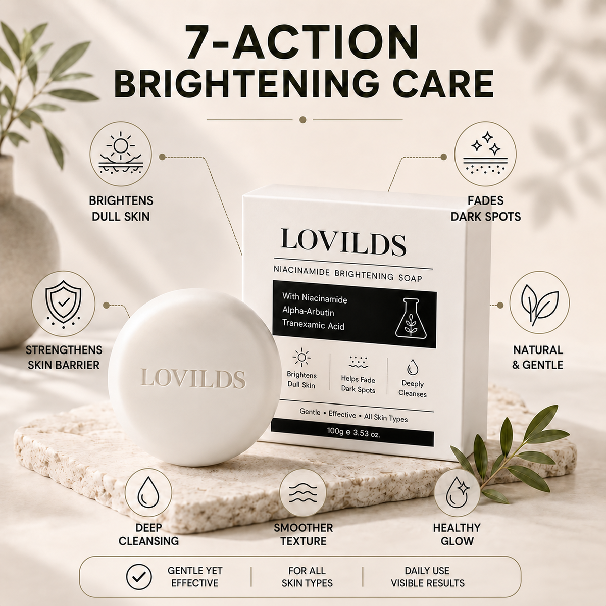 🧼 Niacinamide Brightening Soap for Dark Spots, Freckles, Acne Marks & Uneven Skin Tone