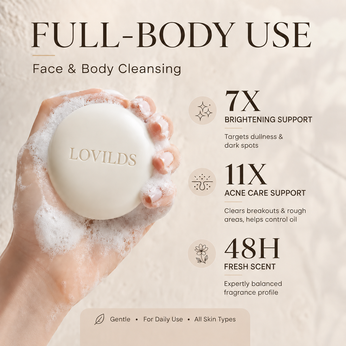 🧼 Niacinamide Brightening Soap for Dark Spots, Freckles, Acne Marks & Uneven Skin Tone