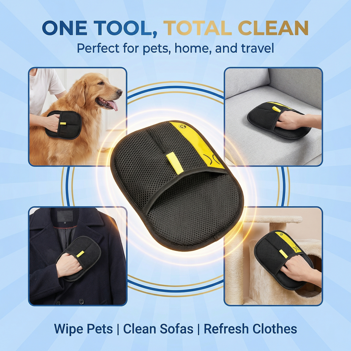 Buy 1 Get 1 Free Aquasunt™ Electrostatic Pet Hair Removal Grooming Gloves